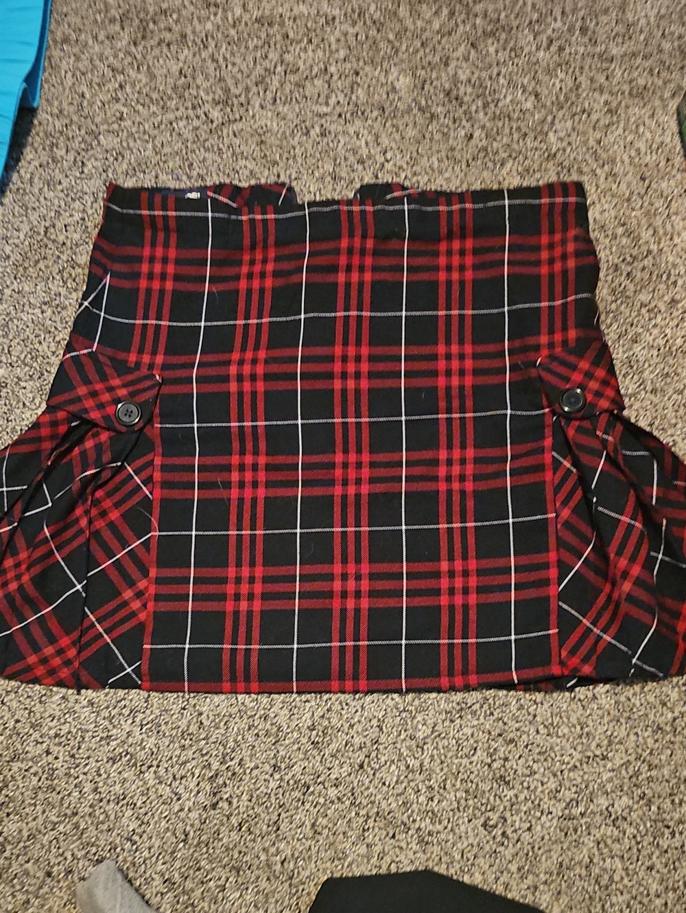 Lands' End Red and Black Plaid Schoolgirl Skirt